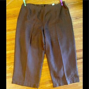 Linen lined wide leg crops in a beautiful brown color by Nikki Valenti.